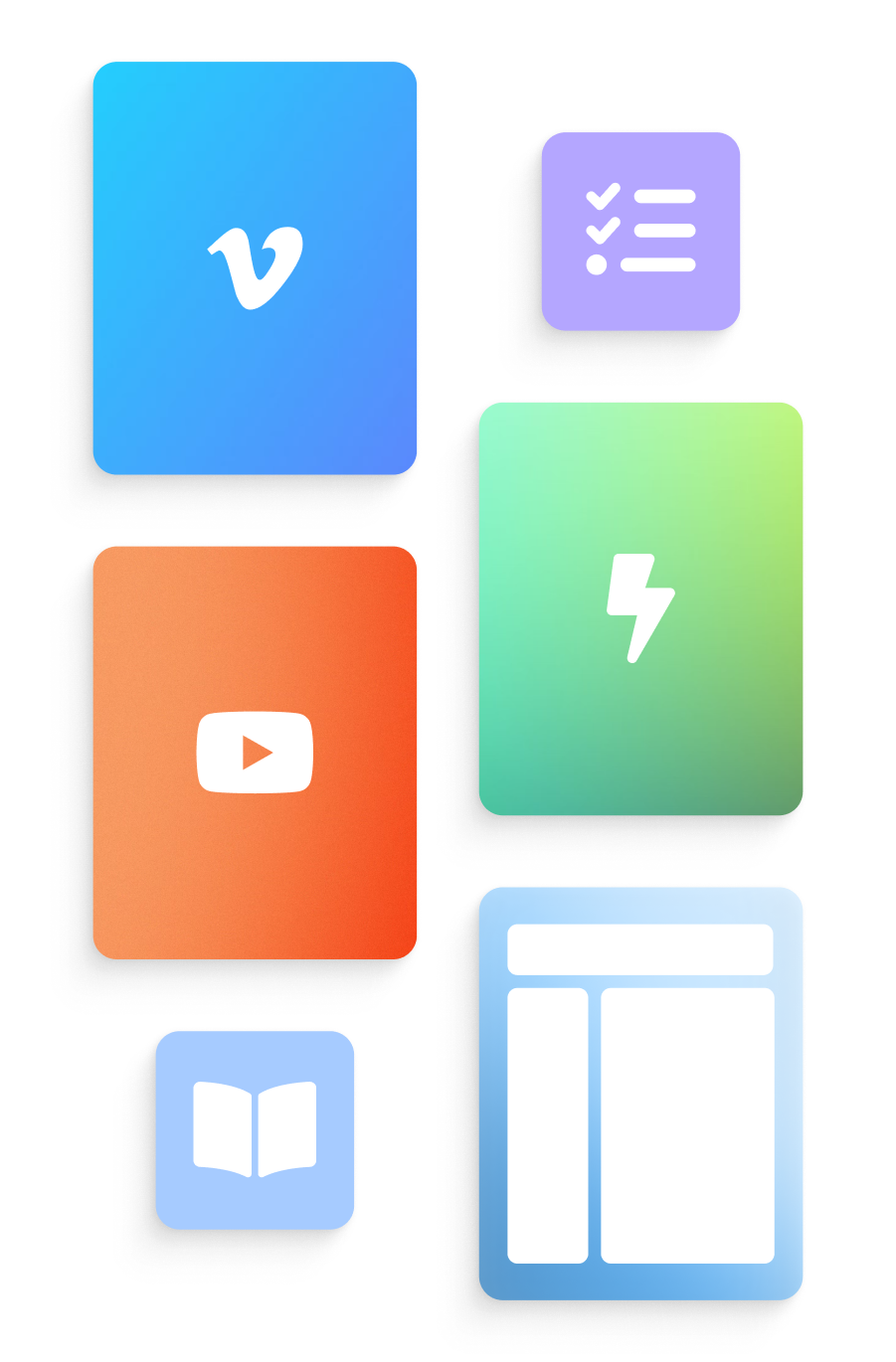 icons of video, vimeo and youtube