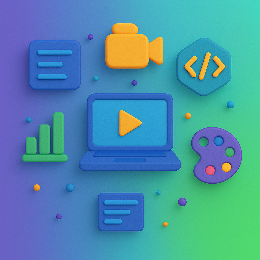 gradient icons camera code charts